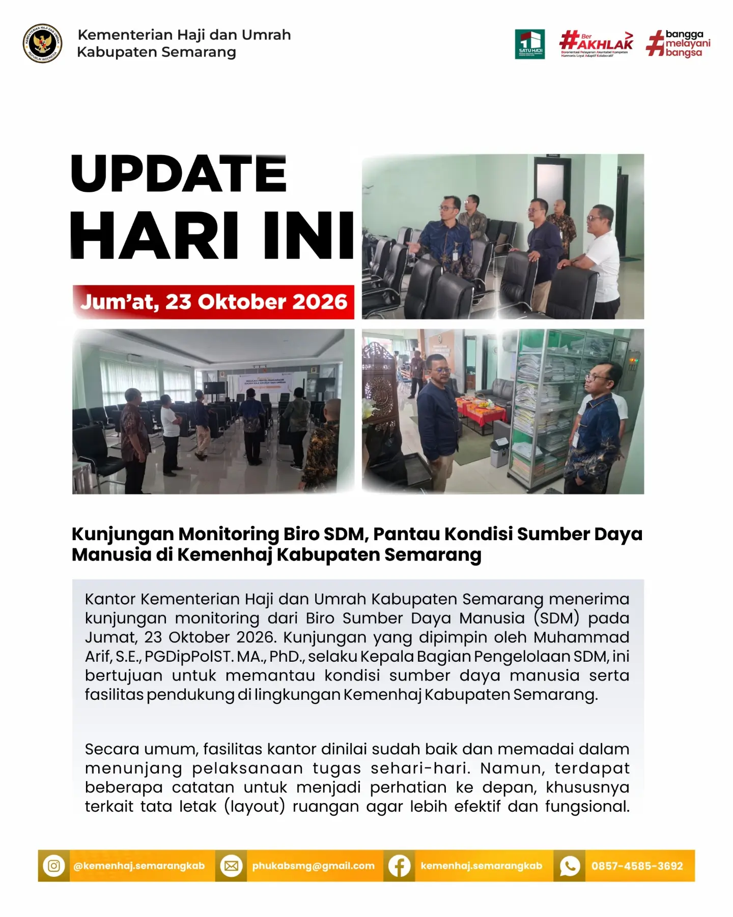 Kunjungan Monitoring Biro SDM Kementerian Haji dan Umrah di Kabupaten Semarang