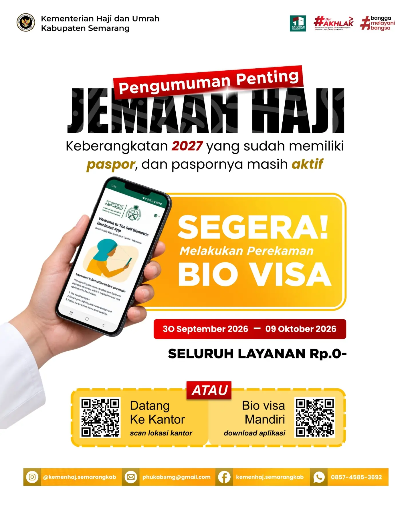 Jemaah Haji Kabupaten Semarang Keberangkatan 2027 Diimbau Segera Lakukan Perekaman Bio Visa